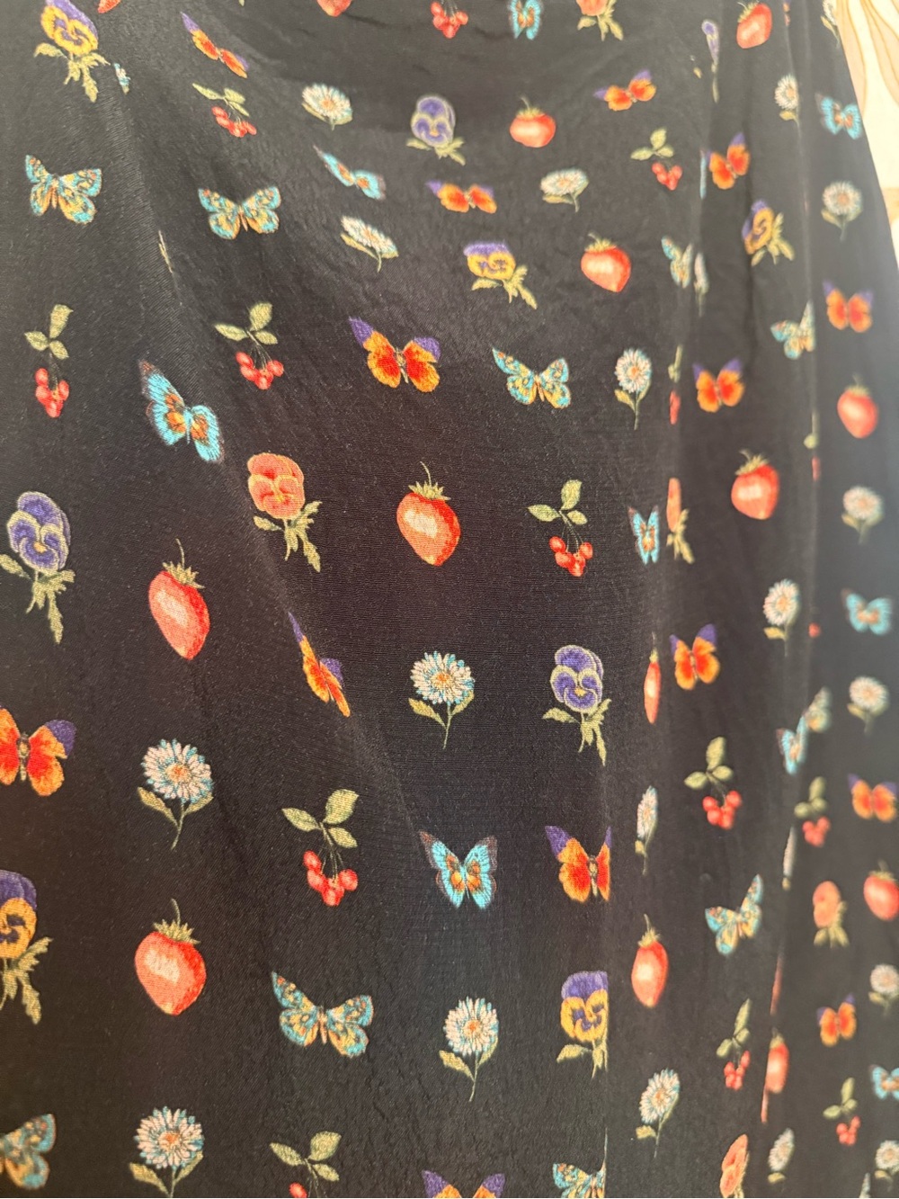 PAIGE Black Midi Skirt with Floral, Strawberry & Butterfly Print - Picture 9 of 9